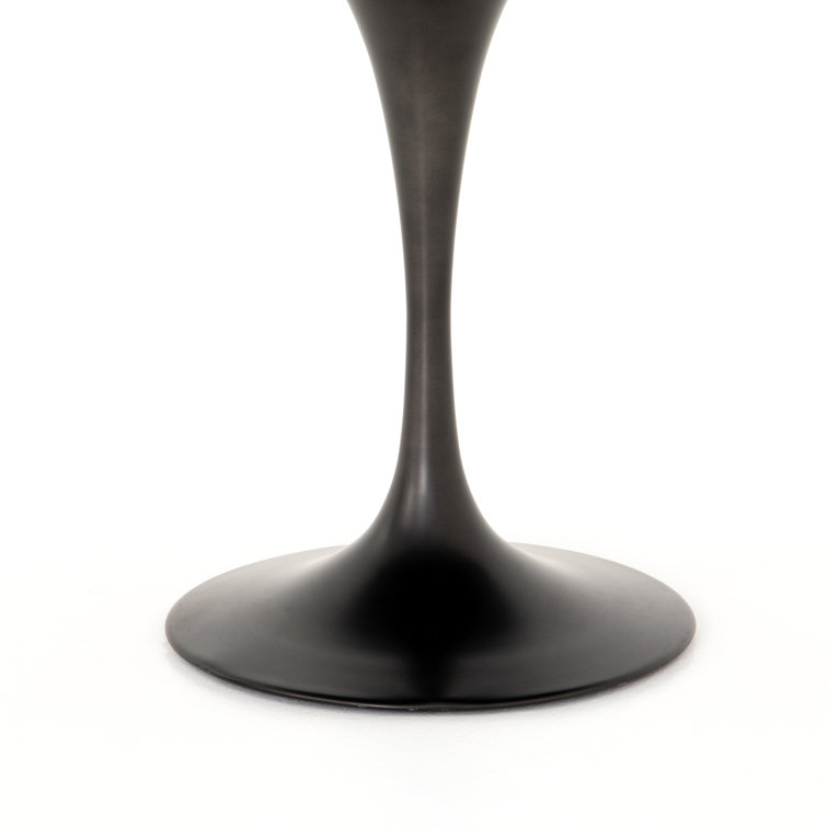 Round Black Iron and Marble Dining Table