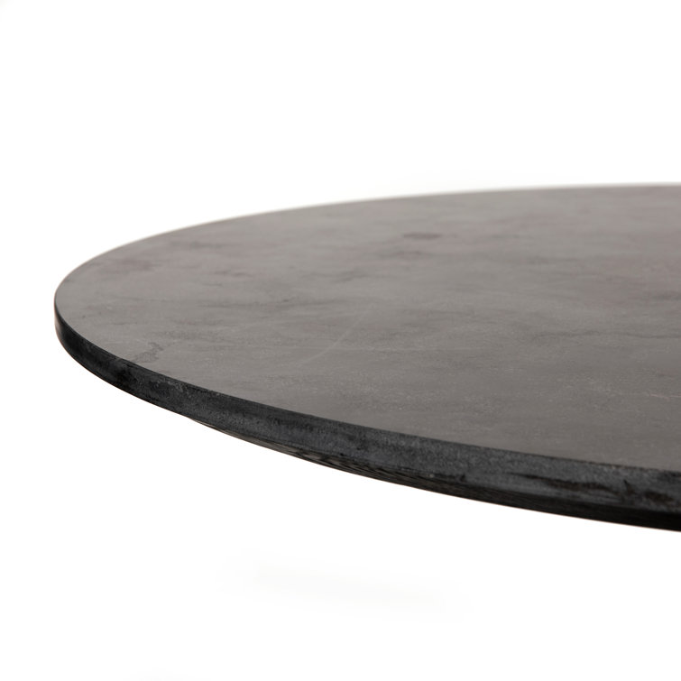 Round Black Iron and Marble Dining Table