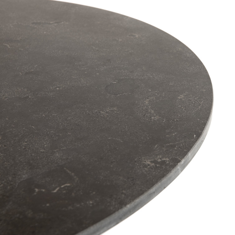 Round Black Iron and Marble Dining Table