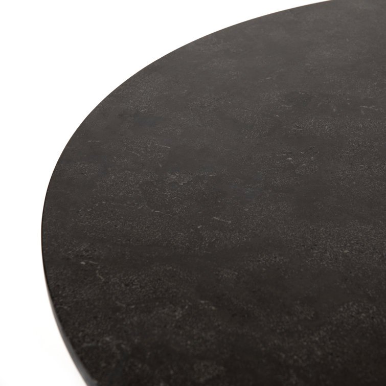 Round Black Iron and Marble Dining Table