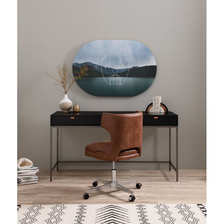 Auburn Poplar Contemporary Home Office Desk with 3 Drawers