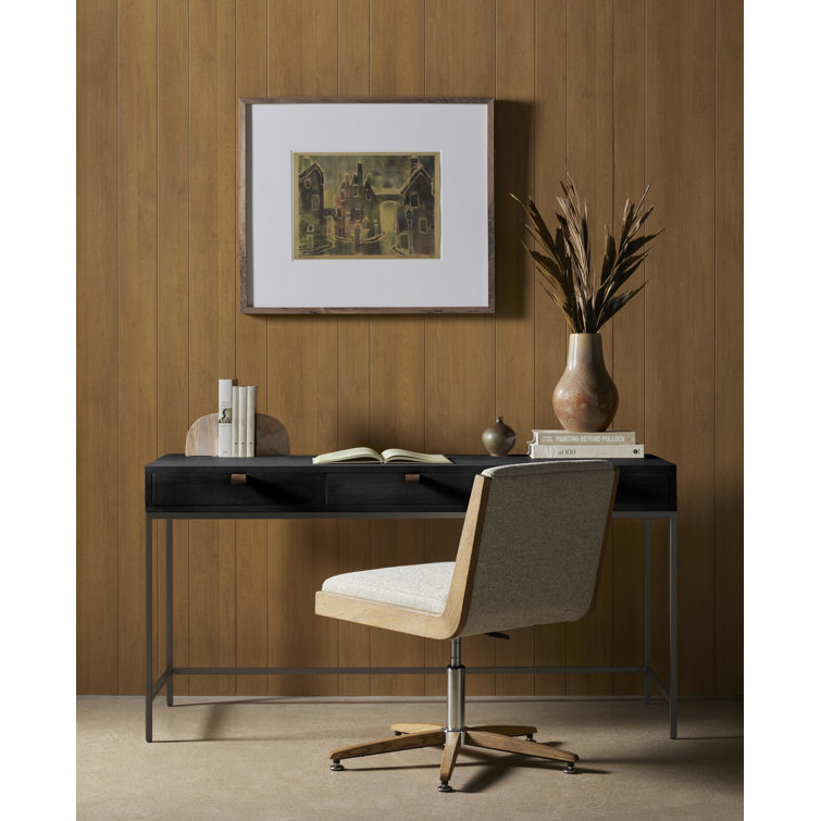 Auburn Poplar Contemporary Home Office Desk with 3 Drawers