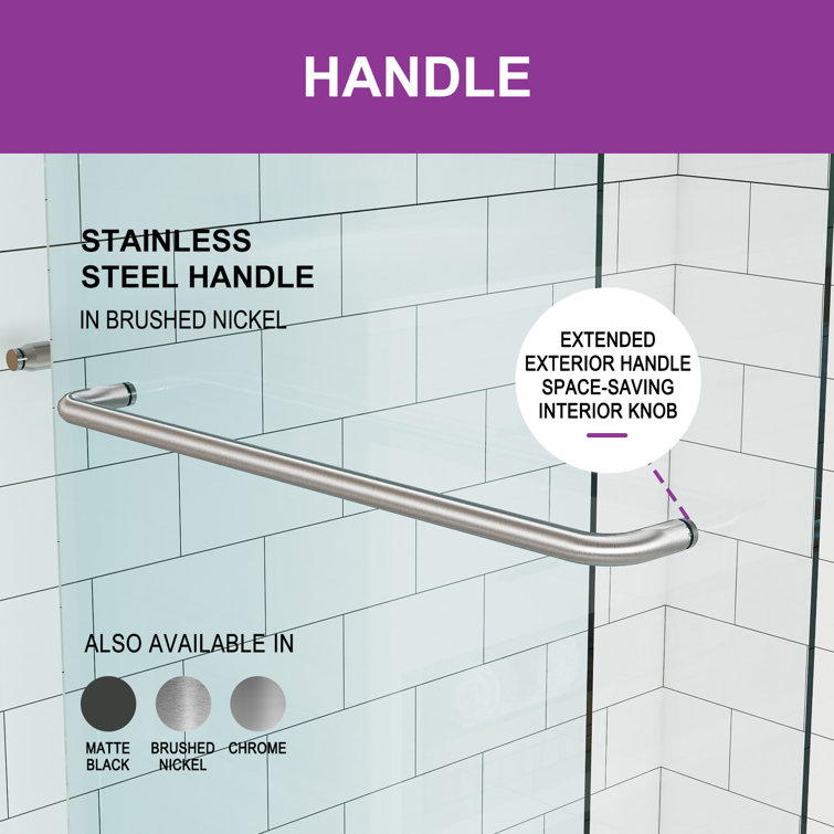 Oceanus 55"-59" Brushed Nickel Semi-Frameless Sliding Shower Door