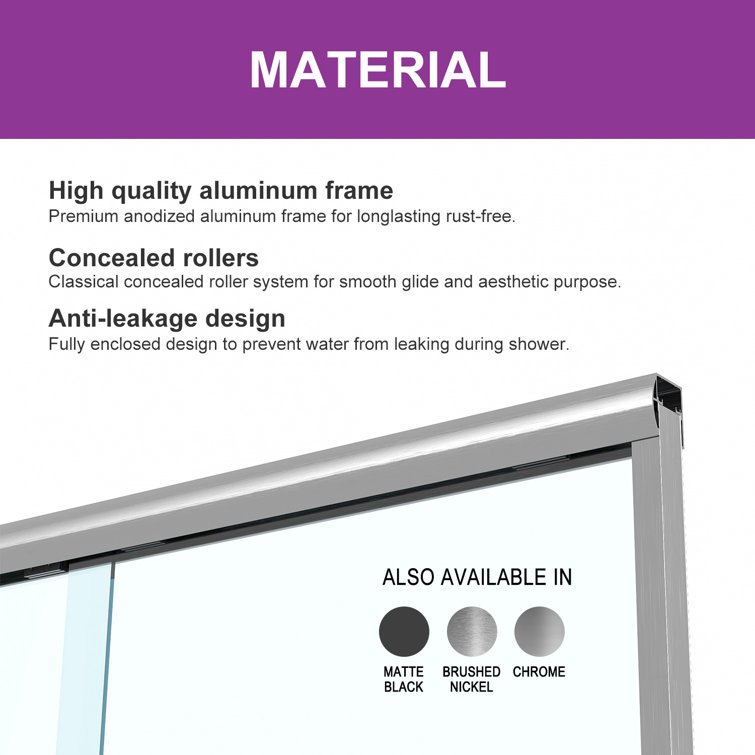 Oceanus 55"-59" Brushed Nickel Semi-Frameless Sliding Shower Door