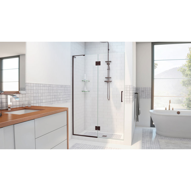 Unidoor-X 30" x 72" Frameless Clear Glass Shower Door with Oil Rubbed Bronze Hardware