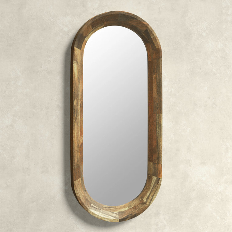 Ozma Oval Brown Solid Wood Wall Mirror