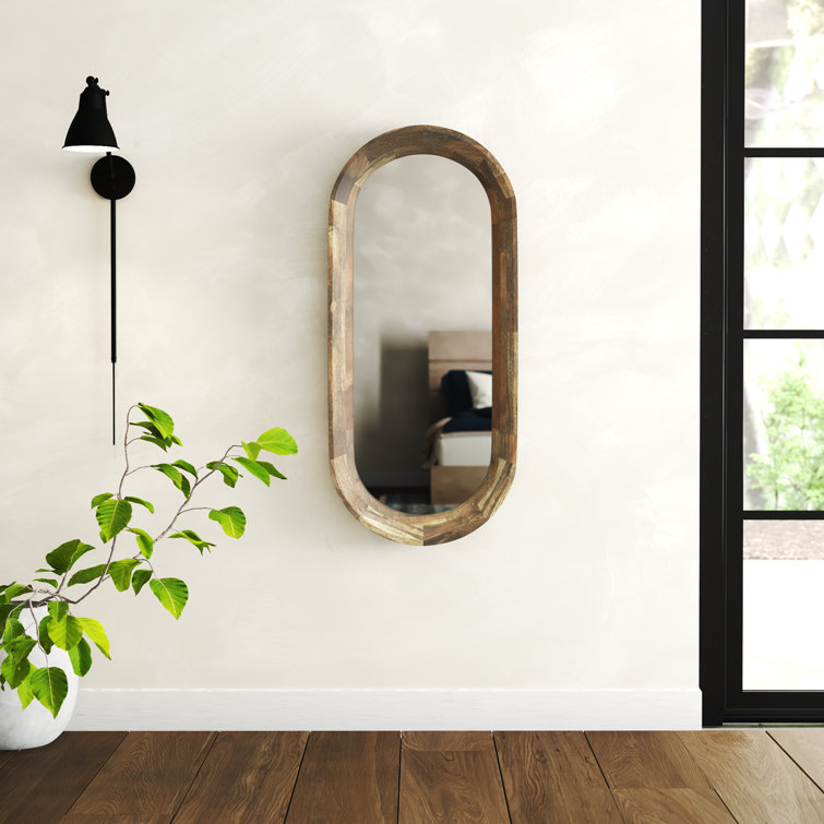Ozma Oval Brown Solid Wood Wall Mirror
