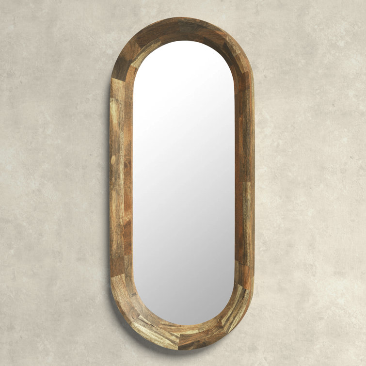 Ozma Oval Brown Solid Wood Wall Mirror