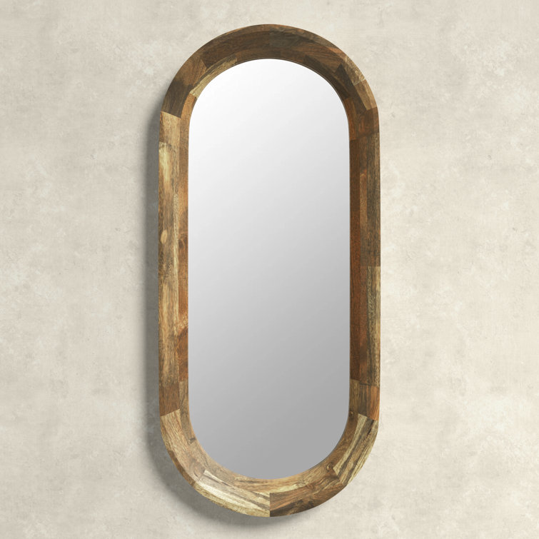 Ozma Oval Brown Solid Wood Wall Mirror