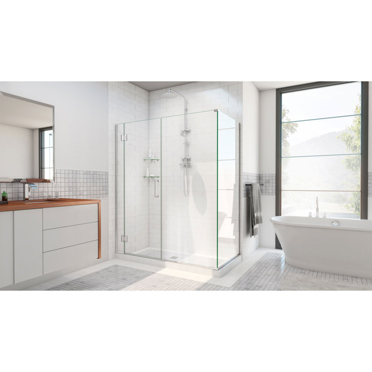 Unidoor-X 60'' Clear Glass Frameless Hinged Shower Enclosure
