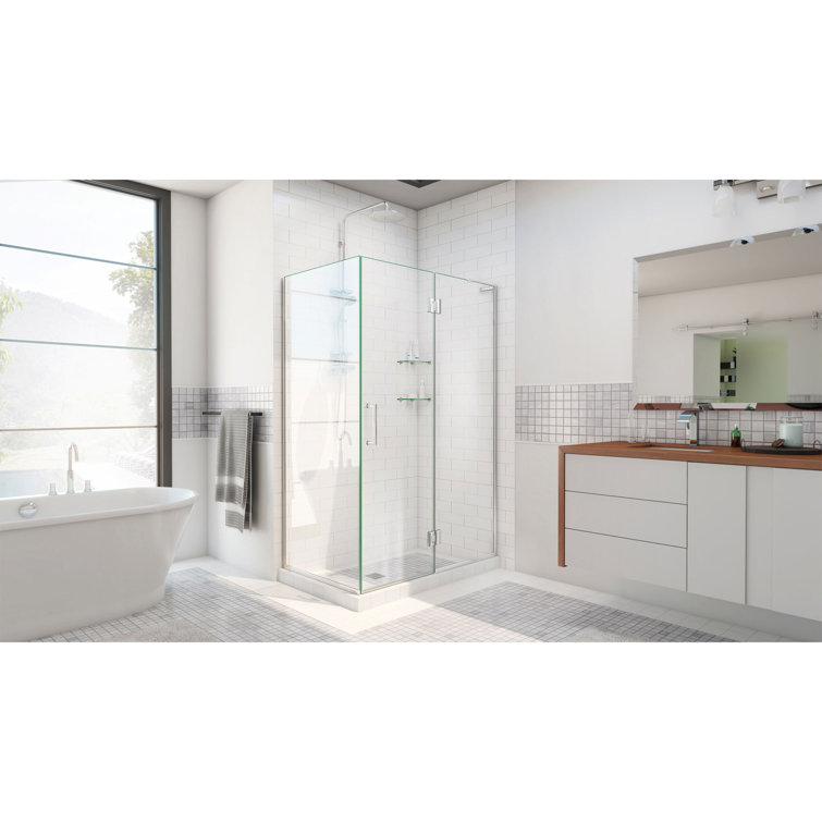 Unidoor-X 48" x 72" Frameless Clear Glass Hinged Shower Enclosure
