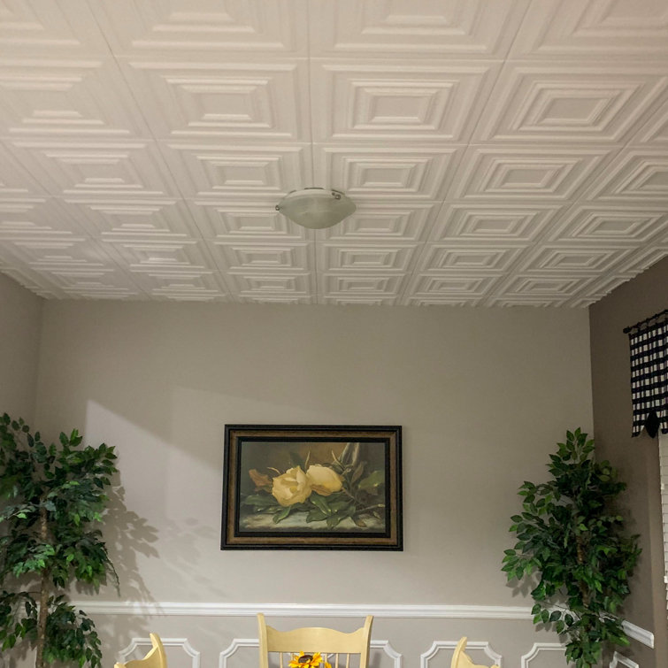 Ultra Pure White Polystyrene Coffered Ceiling Tile Set