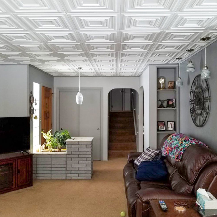 Ultra Pure White Polystyrene Coffered Ceiling Tile Set