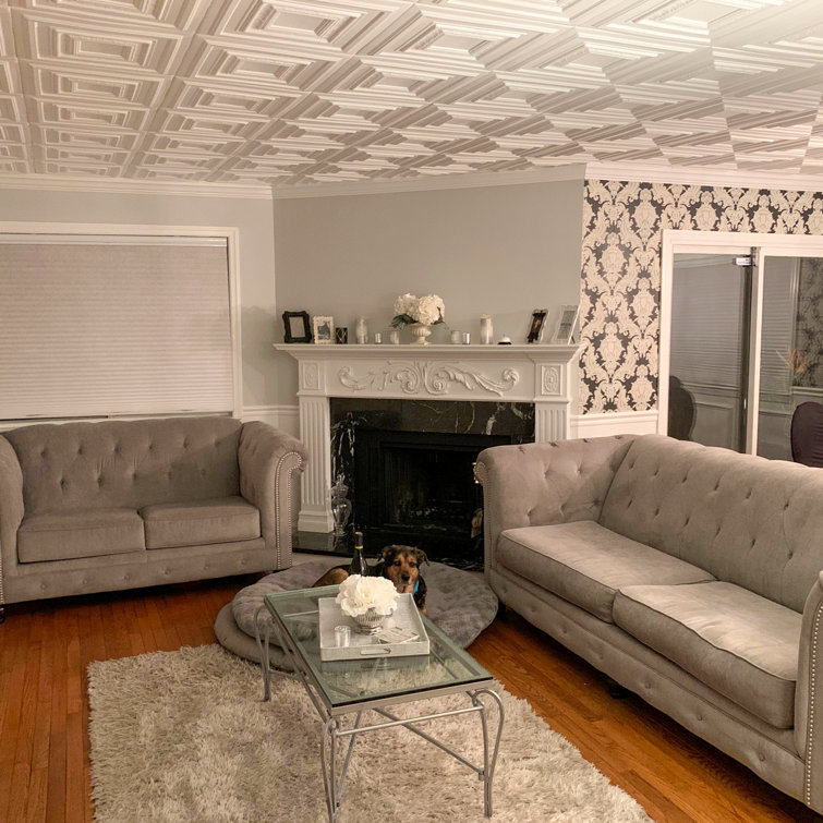 Ultra Pure White Polystyrene Coffered Ceiling Tile Set