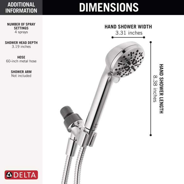 Chrome Adjustable Handheld Multi-Head Shower with Pulse