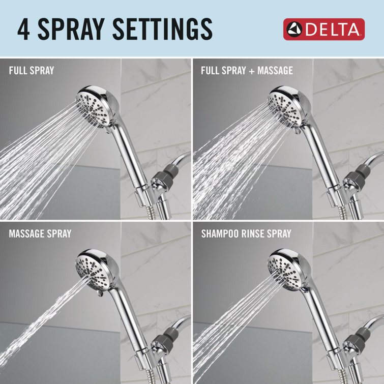 Chrome Adjustable Handheld Multi-Head Shower with Pulse