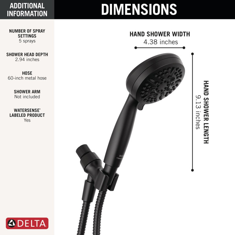 Matte Black Adjustable Handheld Multi-Head Shower System