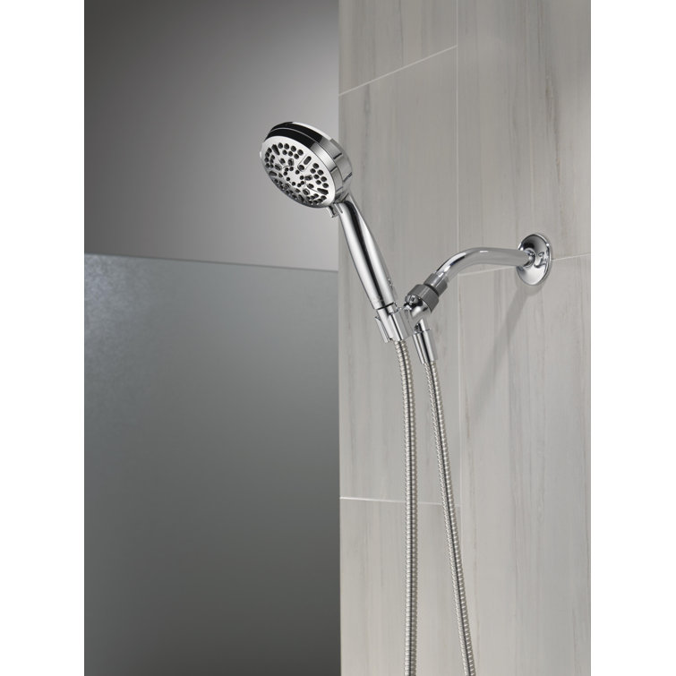 Chrome Adjustable Height Multi-Head Handheld Shower with Pulse