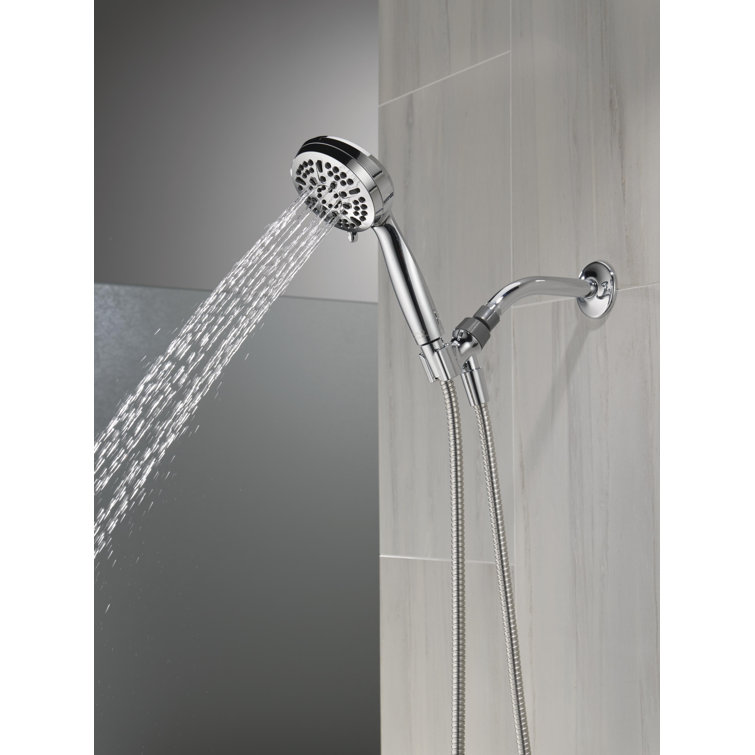Chrome Adjustable Height Multi-Head Handheld Shower with Pulse