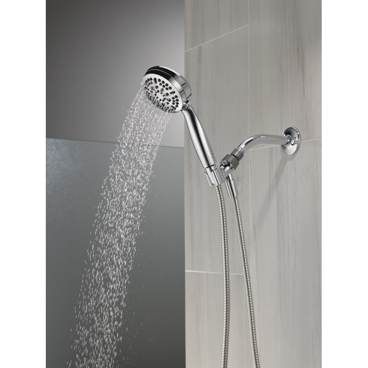 Chrome Adjustable Height Multi-Head Handheld Shower with Pulse