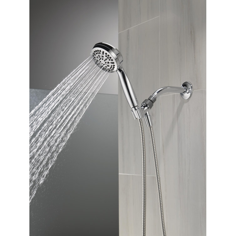 Chrome Adjustable Height Multi-Head Handheld Shower with Pulse