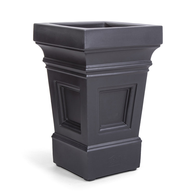 Atherton Onyx Black Self-Watering Square Planter Box, 2-Pack