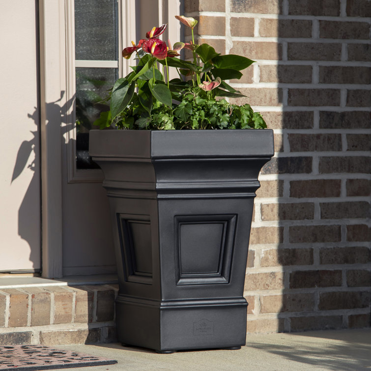 Atherton Onyx Black Self-Watering Square Planter Box, 2-Pack
