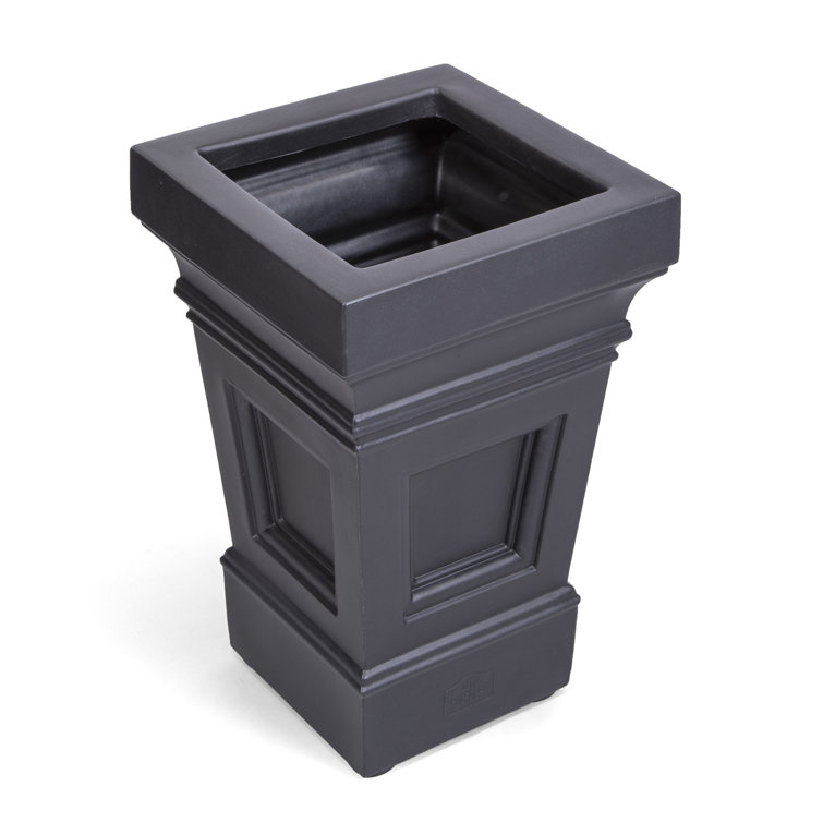 Atherton Onyx Black Self-Watering Square Planter Box, 2-Pack