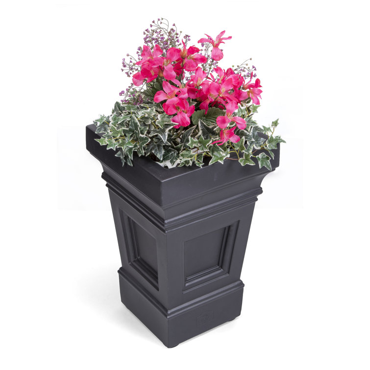 Atherton Onyx Black Self-Watering Square Planter Box, 2-Pack