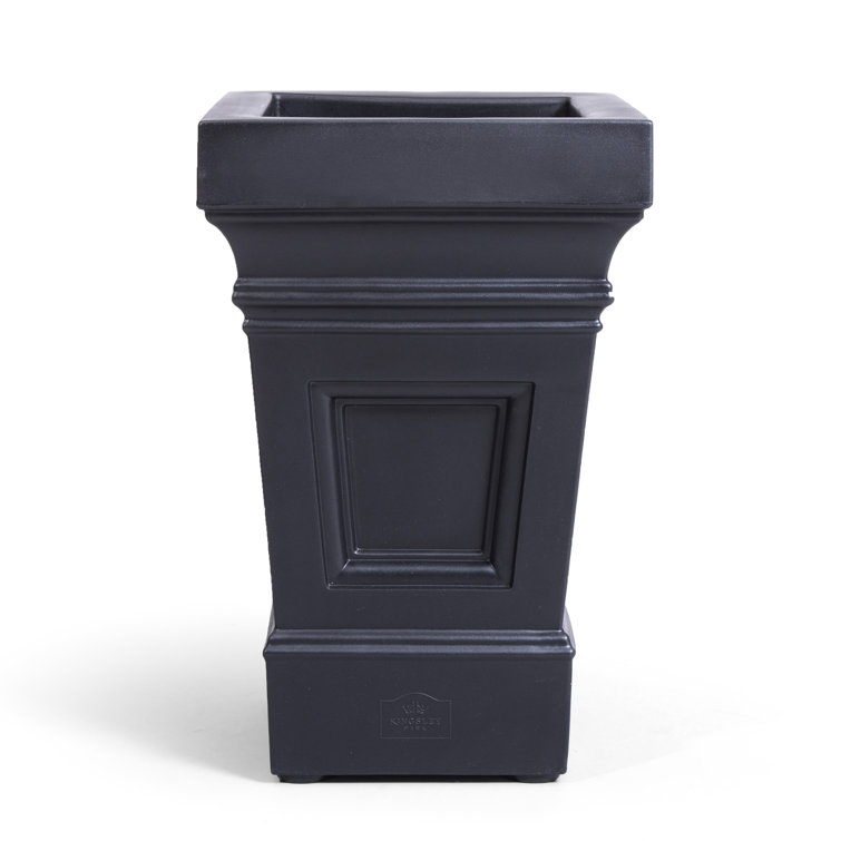 Atherton Onyx Black Self-Watering Square Planter Box, 2-Pack