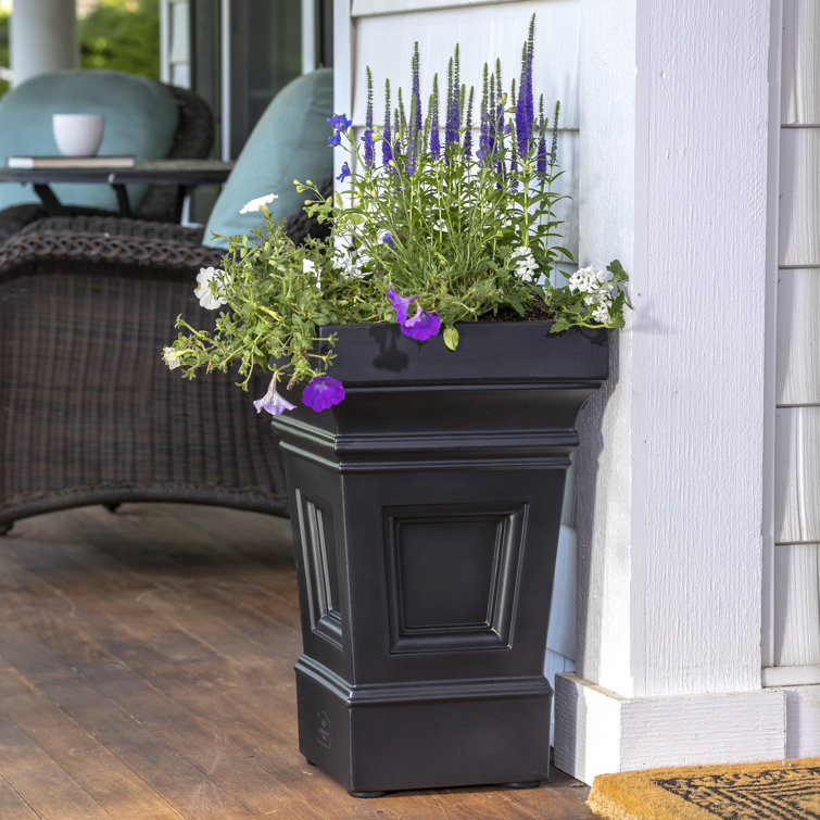 Atherton Onyx Black Self-Watering Square Planter Box, 2-Pack