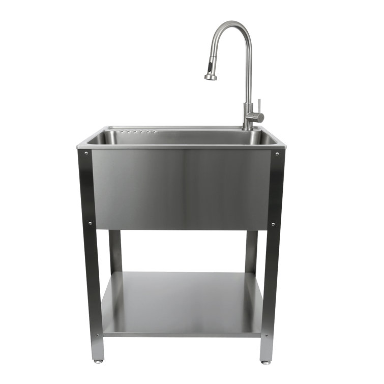 28" Stainless Steel Freestanding Utility Sink with Faucet