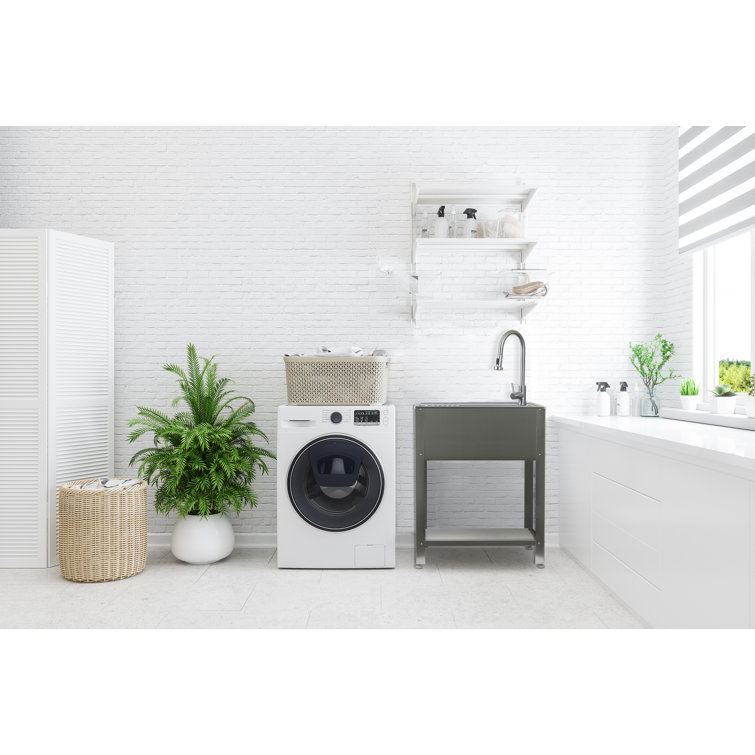 28" Stainless Steel Freestanding Utility Sink with Faucet
