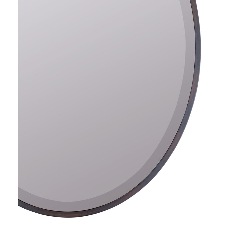 Mocha Oval Wood Wall Mirror with Silver Accents