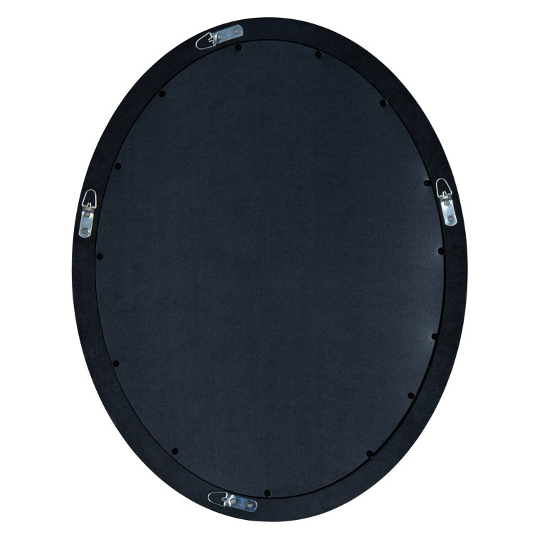 Mocha Oval Wood Wall Mirror with Silver Accents