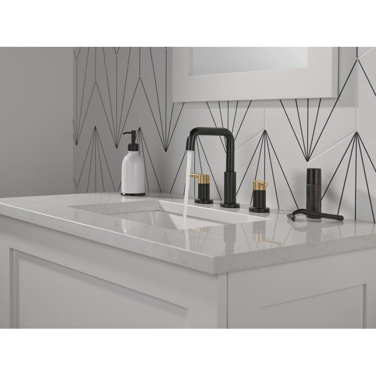 Matte Black and Champagne Bronze Widespread Bathroom Faucet