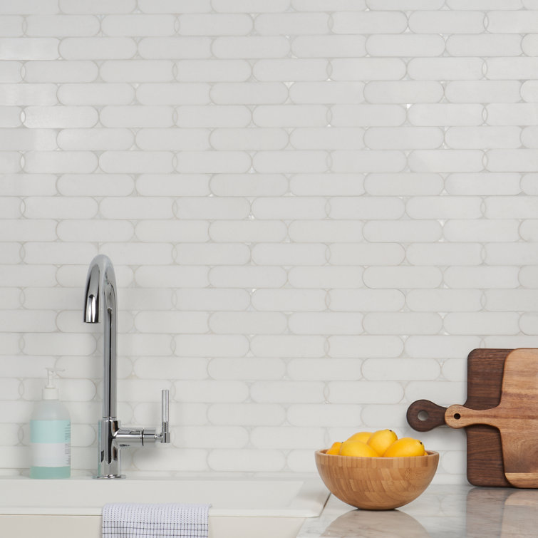 Nadine White Polished Marble Mosaic Wall Tile