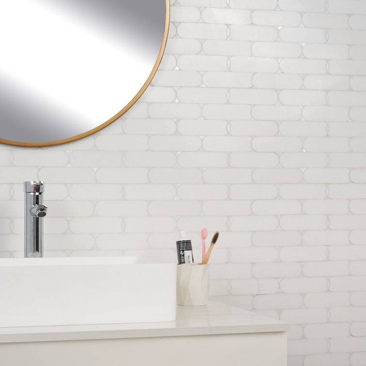 Nadine White Polished Marble Mosaic Wall Tile