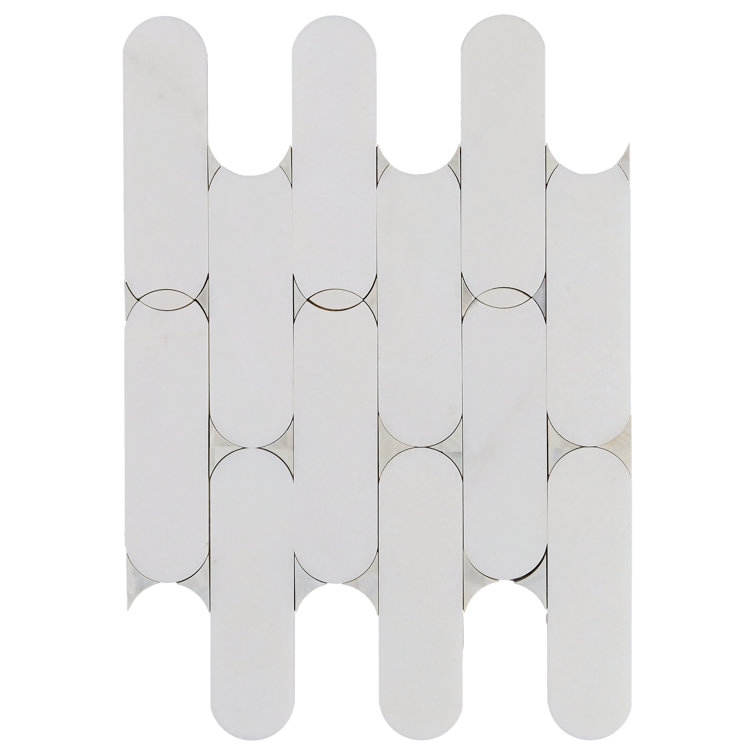 Nadine White Polished Marble Mosaic Wall Tile