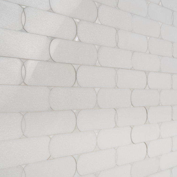 Nadine White Polished Marble Mosaic Wall Tile