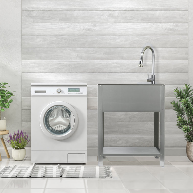 28" Stainless Steel Freestanding Utility Sink with Faucet