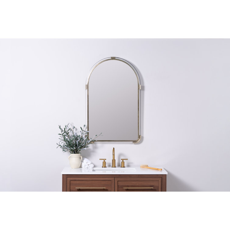Leila Transitional Arch Wall Mirror with Silver and Champagne Accents