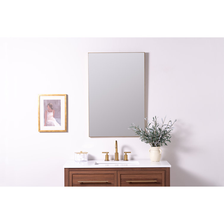 Elegant Gold Metal Framed Rectangular Wall Mirror 36''x24''