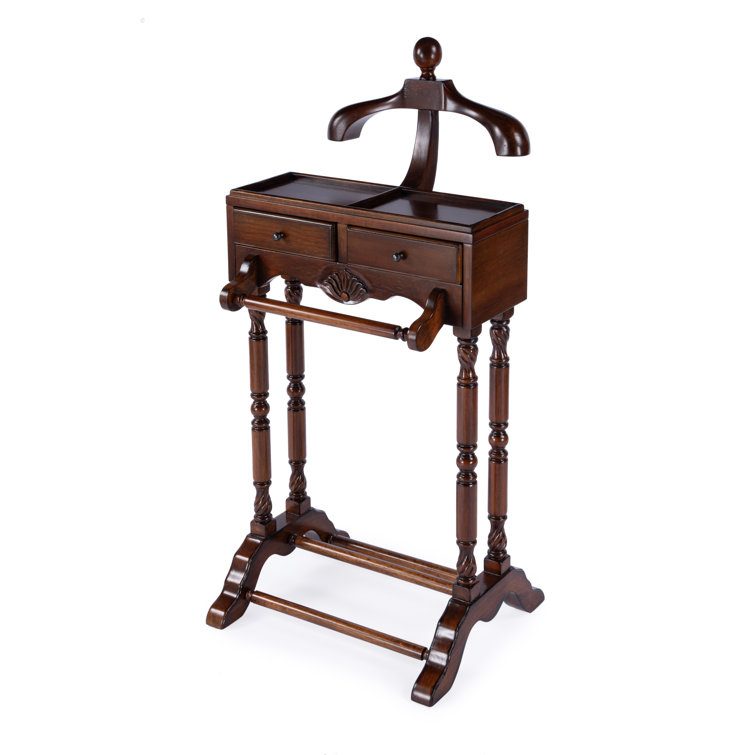 Antique Cherry Wood Valet Stand with Drawers