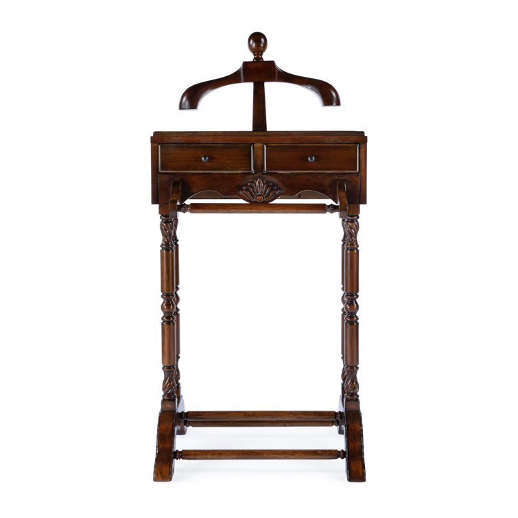Antique Cherry Wood Valet Stand with Drawers