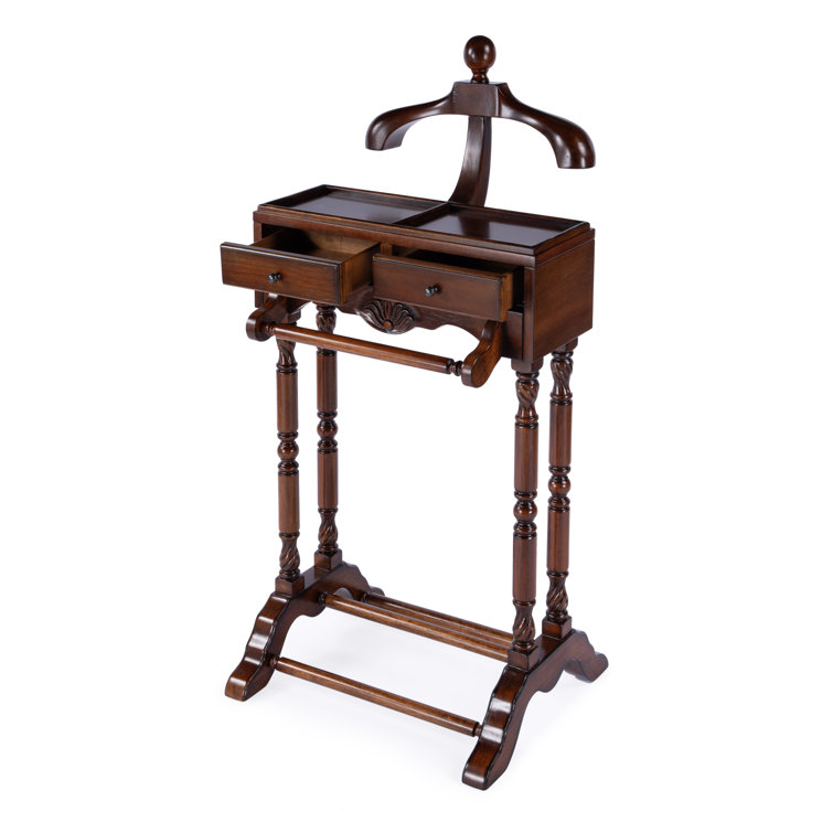 Antique Cherry Wood Valet Stand with Drawers