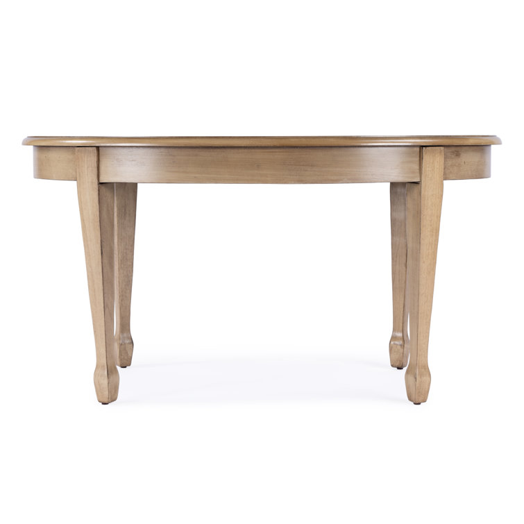 Antique Beige Oval Wood Outdoor Coffee Table
