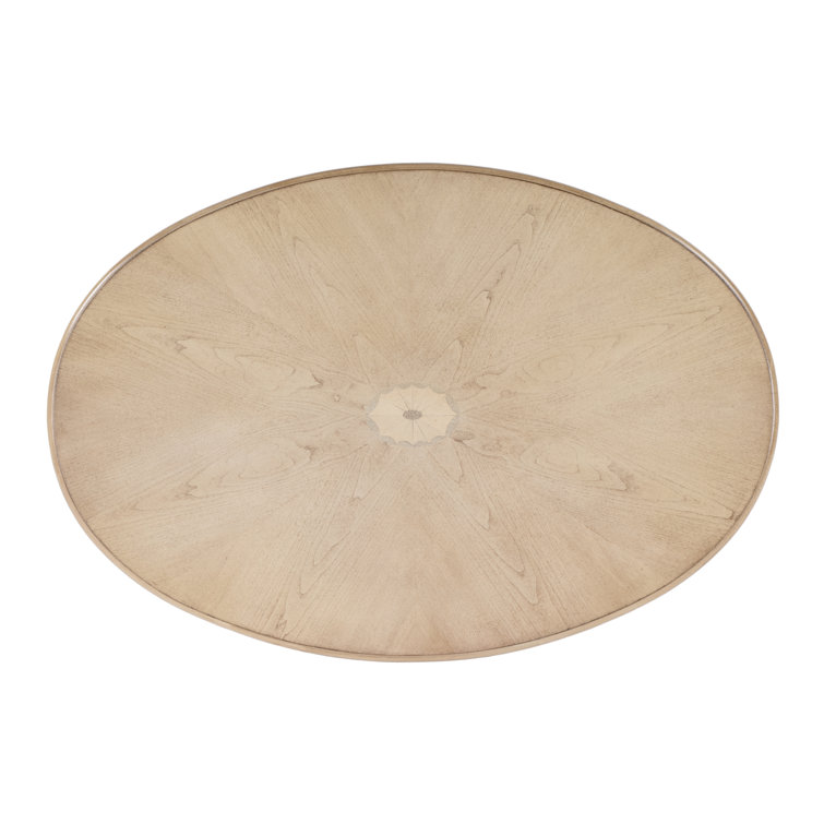 Antique Beige Oval Wood Outdoor Coffee Table