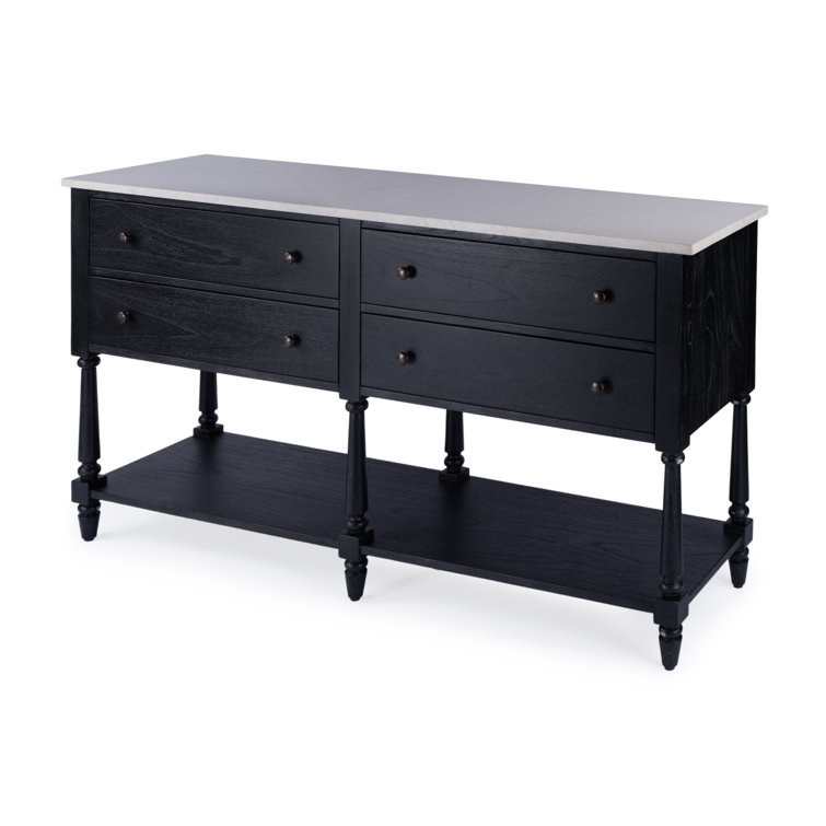 Danielle 65" Black Marble Top Transitional Sideboard