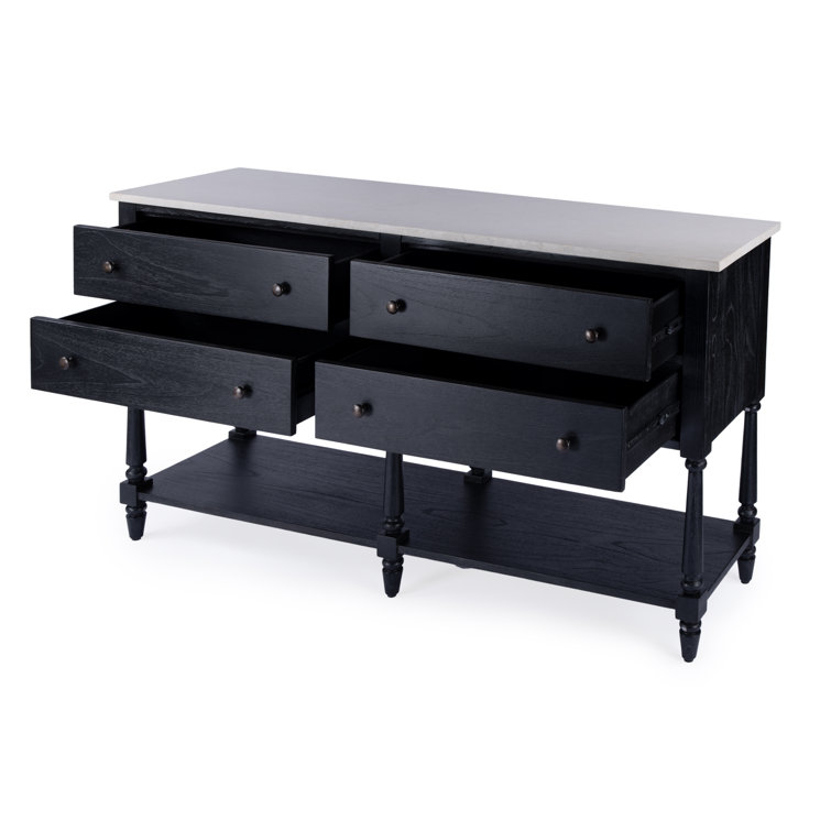 Danielle 65" Black Marble Top Transitional Sideboard